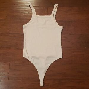 Bp Ribbed Bodysuit Pale‎ Peach Size Small